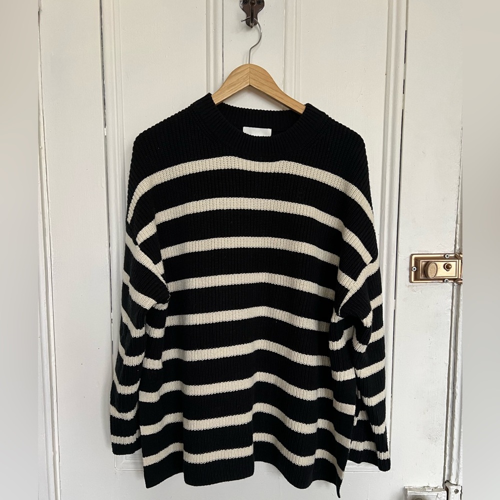 H&M Black and White Striped Knit Sweater